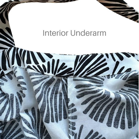 LOFT NWOT LINEN BLEND BLACK & WHITE FIREWORKS MIDI DRESS TIERED | LARGE PETITE - Picture 6 of 12